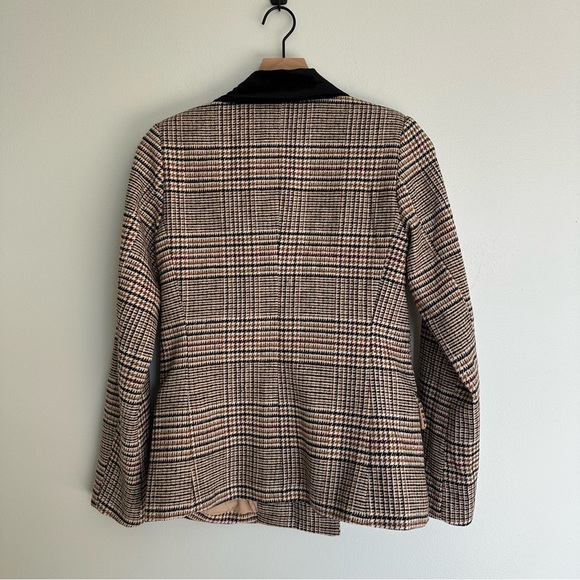 Forever 21 Plaid Double Breasted Velvet Collar Gold Buttons Blazer Jacket - Picture 4 of 4